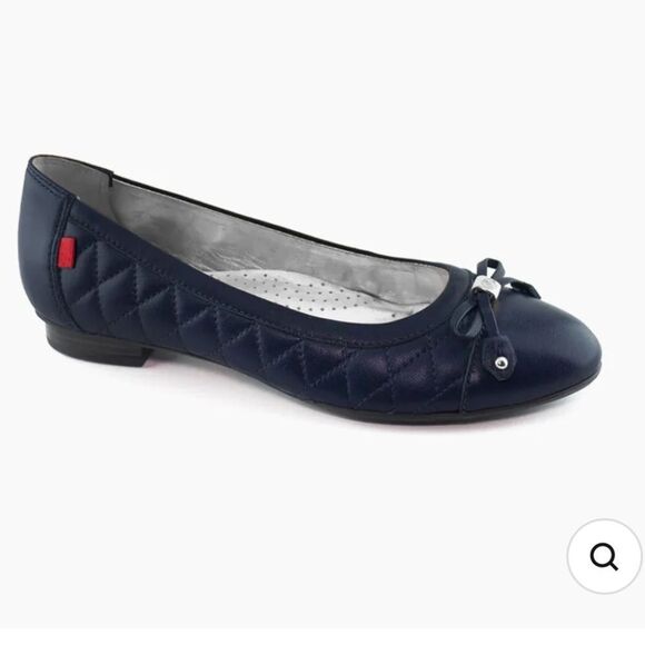 Marc Joseph Navy Blue Leather Quilted Pearl Ballet Flats | 9.5 - Picture 4 of 11